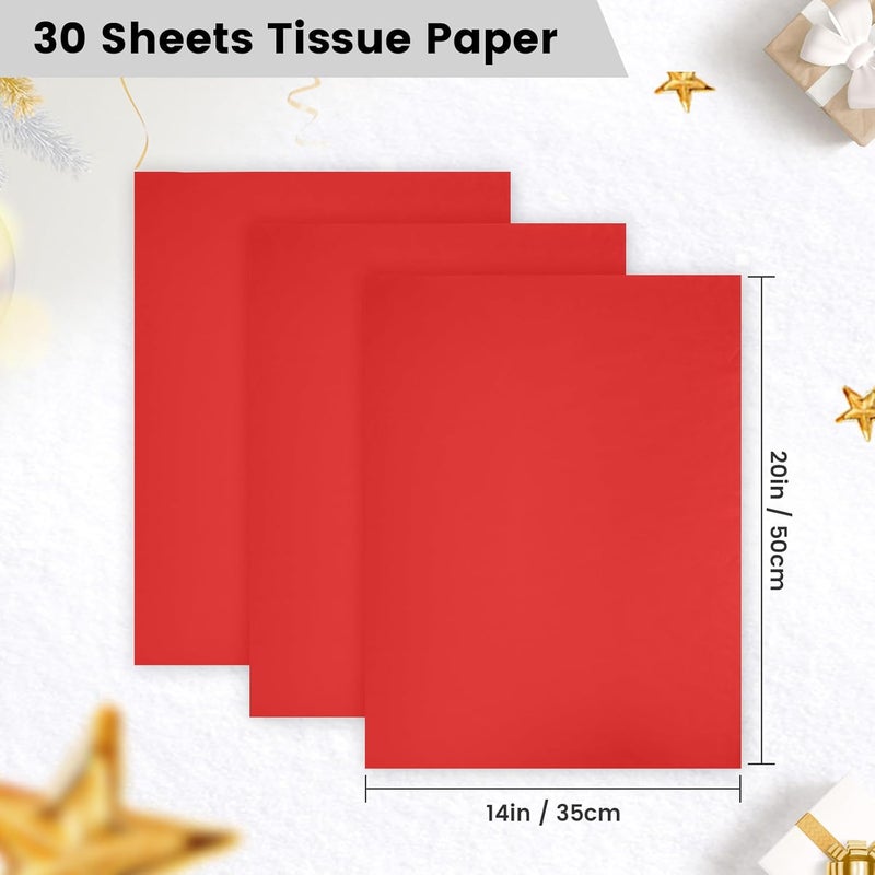 Hlonon Red Tissue Paper for Gift Bags - 30 Sheets of Red Wrapping Tissue Paper Bulk Packaging Paper for Weddings Birthday DIY Project Christmas Gift Wrapping Crafts Decor (14 x 20 Inch) - Image 4